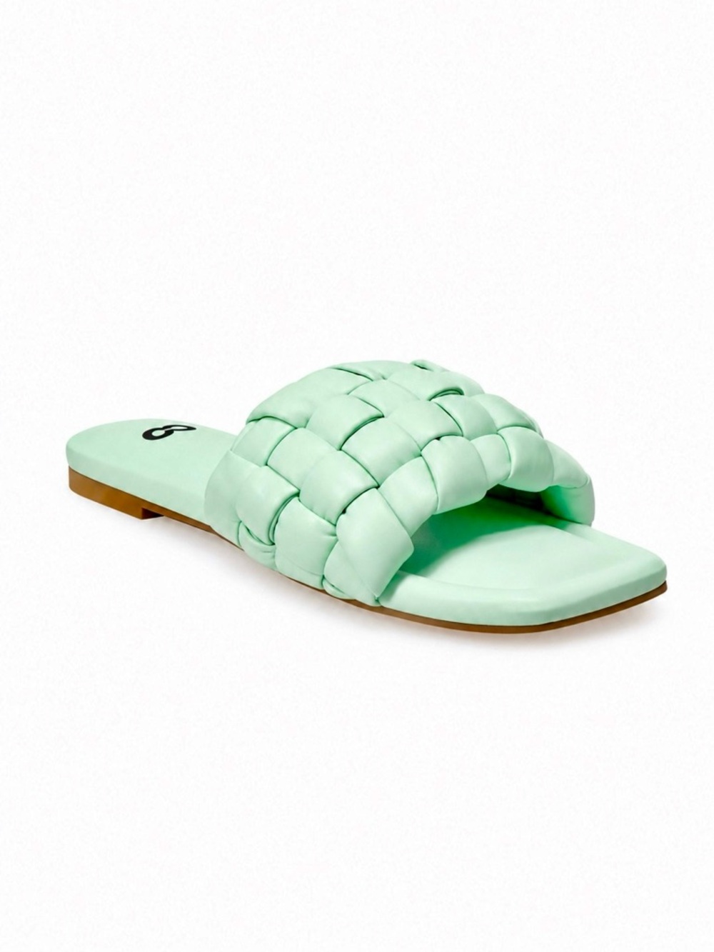 7.5 Women's Puffy Woven Slide Sandals Mint color